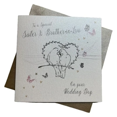 Image of WHITE COTTON CARDS Sister and Brother in Law on Your Wedding Day Handmade Card, bd19