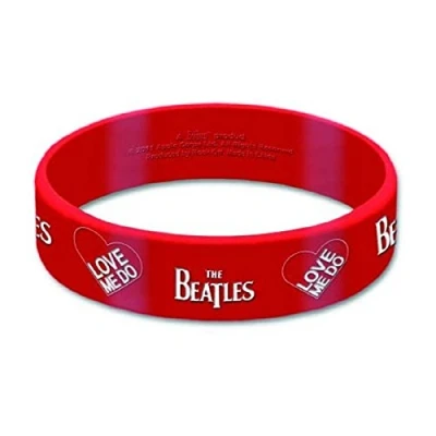 Image of The Beatles Wristband red Love me do Band Logo Official Rubber One Size