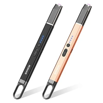 Image of RONXS Candle Lighter, USB Electric Arc Lighter Rechargeable Electronic with Battery Indicator Flameless Windproof for Home Kitchen BBQ Camping Stove(2PCS)