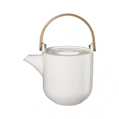 Image of ASA Coppa White Yuki 19371017 Teapot with Wooden Handle Porcelain 0.6 L 14.5 cm x 10.7 12