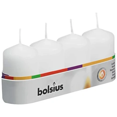 Image of BOLSIUS Pillar Candles (60/40mm), White (Tray of 4), 103612566702