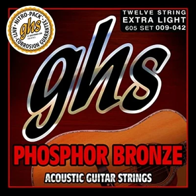 Image of GHS PHOSPHOR BRONZE String Set For Acoustic Guitar 12 605 Extra Light 009/042
