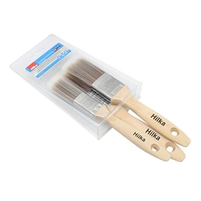 Image of Hilka Tools 78710303 Wooden Synthetic Bristle Paint Brushes, Brown, Set of 3 Piece