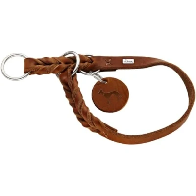 Image of HUNTER SOLID EDUCATION training collar for dogs, leather, soft, non slip, 45 (S M), cognac