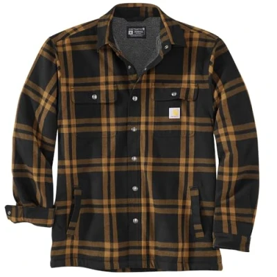 Image of Carhartt Mens Roane Sherpa Lined Shirt Jacket Black Size Small