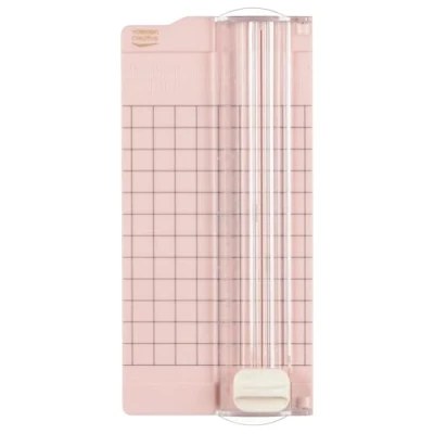 Image of Vaessen Creative 2137 061 Mini Papierschneider Rosa, 6,5 x 15,3 cm, Kleine Papierschneidemaschine Angaben in Zentimeter und Zoll Zum Basteln mit Papier, Pink, 2.5 6 inches