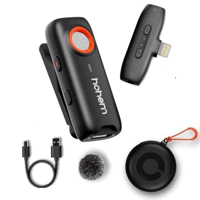 Image of hohem MIC 01 Wireless Lavalier Lapel Microphone for iPhone iPad, MFi Certified, Remote Contro,100m(328ft),7.5Hr Recording Plug Play Record Vlogs, Live Stream (1 TX + 1 RX)