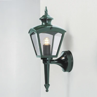 Image of Cassiopeia Outdoor Classic Lantern Wall Light Shiny Green, IP23