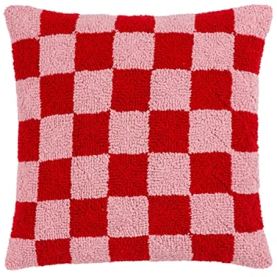 Image of Heya Home Check Cushion Cover, Red Or Dead Pink, 45 x 45cm