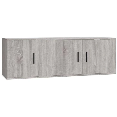 Image of vidaXL 2 Piece TV Cabinet Set Grey Sonoma Engineered Wood