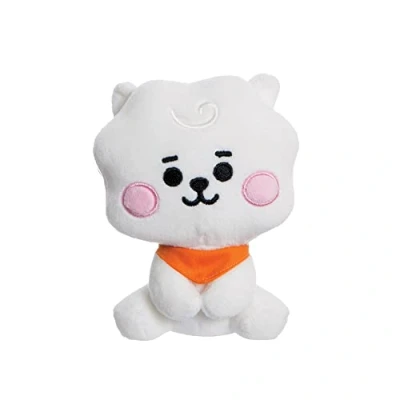Image of AURORA BT21 Official Merchandise, Baby RJ Sitting Doll 5In, Soft Toy, White and Orange
