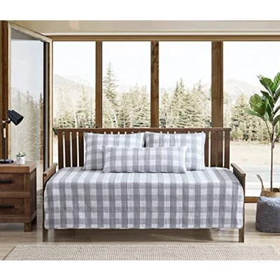 Image of Eddie Bauer Cotton Reversible Bedding with Matching Sham(s), Home Decor for All Seasons, Grey, Daybed