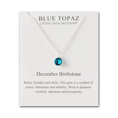 Image of Philip Jones December (Blue Topaz) Birthstone Necklace Created with Zircondia® Crystals