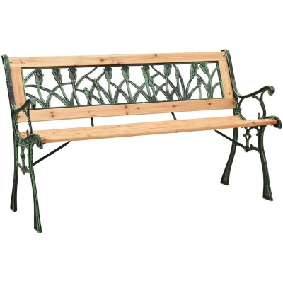Image of vidaXL Garden Bench 122 cm Cast Iron and Solid Firwood