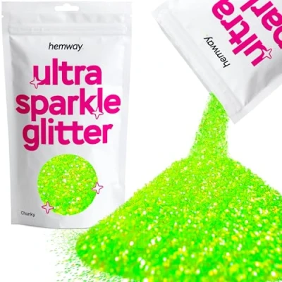 Image of Glitter Fluorescent Green Ultra Sparkle Sequins Nail Face Festival Christmas Halloween Makeup Chunky 100g / 3.5oz