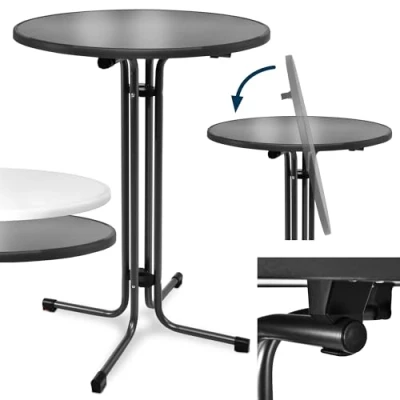 Image of Beautissu Outdoor Bistro Table Ø70cm Bellini Stable Bar Durable Weatherproof Adjustable Height Easy Assembly Bracket Pre installed Scratch Resistant Gastro Party Round Black