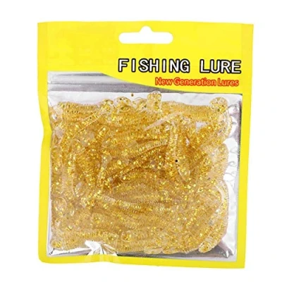Image of Huairdum Fish Bait, 150PCS 5cm Soft Plastic Fishing Lures T Tail Grub Worm Baits Tackle Accessory for Saltwater Freshwater (#2)