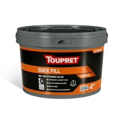 Image of Toupret Fast Drying Ready Mixed Lightweight Exterior Filler Touprelex 4lt