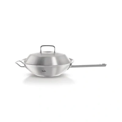 Image of Fissler Original Profi Collection Stainless Steel Wok Pan Diameter 30 cm 4.1 litres with Metal Lid Uncoated Induction Silver