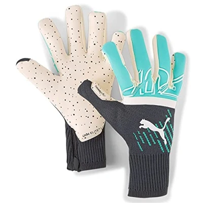 Image of PUMA Unisex FUTURE Z Grip 1 Hybrid Goalkeeper Gloves, Green Glare Elektro Aqua, size: 9