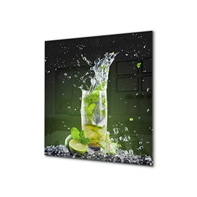 Image of Concept Crystal Stylish Tempered Glass backsplash kitchen splashback upstand BS09 Water splash Series: Lime Mojito 2