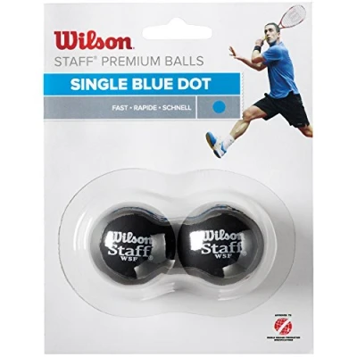 Image of Wilson Staff Squash Balls Fast (Professionals), Black (Blue Dot), Pack of 2