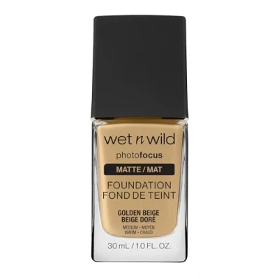 Image of Wet n Wild, Photo Focus Foundation Matte, High coverage with Light adjusting Complex for a White Cast free Effect and Camera ready Makeup, Matte Finish, Vegan, Golden Beige