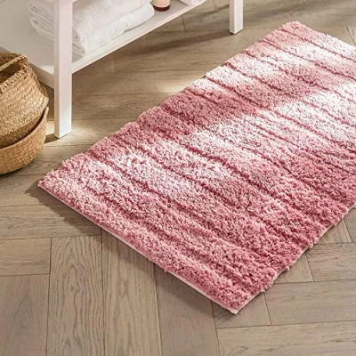 Image of Shine Bath Mat, Extra Fluffy Quick Drying Bathroom Rug, Absorbent Non Slip Carpet Shower Machine Washable (60 x 100 cm, Pink)