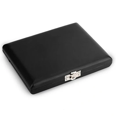 Image of Saxophone Clarinet Reed Case, PU Leather Cover Storage Case Container Box with Slots for 6pcs Reeds