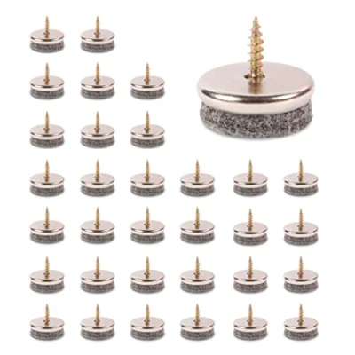 Image of SIMALA Chair Leg Floor Protectors 24mm Diameter Furniture Pads Protectors, 5MM Thick For Durability. 32 Pack Felt Feet with Easy Screw Installation
