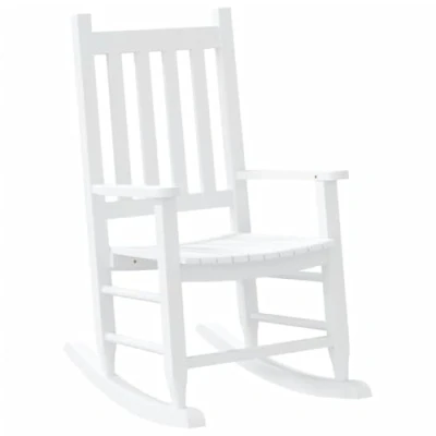 Image of vidaXL Rocking Chair for Children Ages 6 12 White Solid Wood Poplar Indoor/Outdoor Use