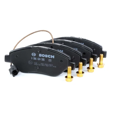 Image of 77362196, 77364589, 77365188, 77365808 Brake pad set BOSCH 0 986 424 595 Low Metallic with integrated wear sensor bolts/screws accessories