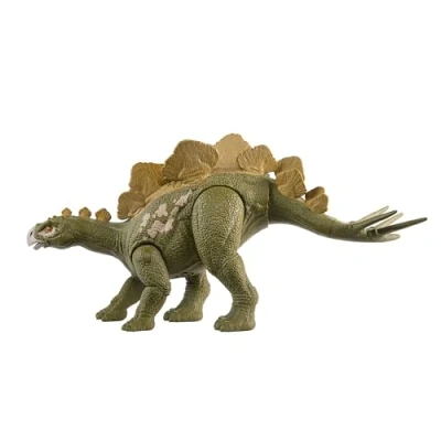 Image of Mattel Jurassic World Wild Roar Hesperosaurus Dinosaur Figure with Continuing Sound &amp; Attack Action, Posable Physical Toy Digital Play, HTK69