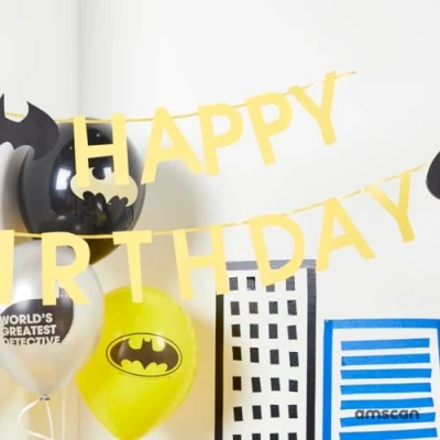 Image of Amscan 9915094 Batman Kids Happy Birthday Letter Banner Party Decoration 1.8m