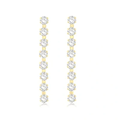Image of Carissima Gold Women&#039;s 9 ct Yellow 3 mm Round Cubic Zirconia x 31 Drop Earrings