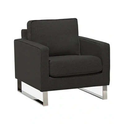 Image of Beliani Modern Living Room Fabric Armchair track Arms Metal Legs Dark Grey Vind