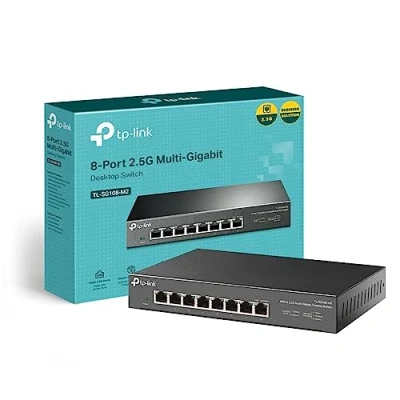 Image of TP Link Unmanaged 8 Port 2.5G Multi Gigabit Desktop Switch, 802.3X Flow Control, 802.1p/DSCP QoS, Ideal for Small and Home Office with fanless design, Metal Casing, Plug Play (TL SG108 M2)