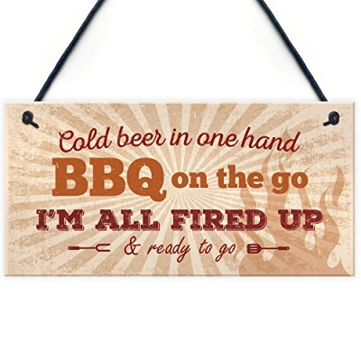 Image of RED OCEAN BBQ Sign Garden SummerHouse Bar Man Cave Shed Plaque Friendship Beer Alcohol Gift For Men Dad