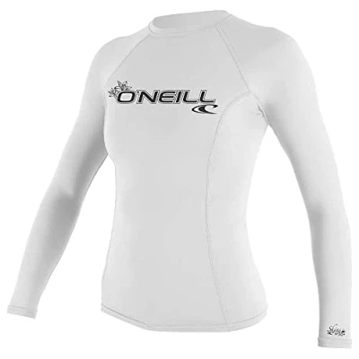 Image of O&#039;Neill Wetsuits Women&#039;s Basic Skins Long Sleeve Guard Rash Vest, White, L UK