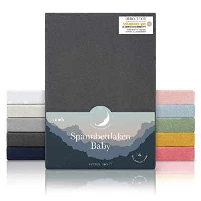 Image of Laleni 2x Cot Bed Sheets Soft 135gsm Cotton Travel 140x70 cm, Anthracite