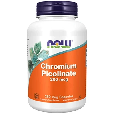 Image of Now Foods, Chromium Picolinate, 200mcg, 250 Vegan Capsules, Trace Mineral, Chromium, Gluten Free, SOYA Vegetarian