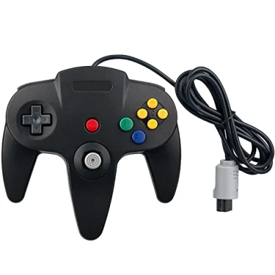 Image of OSTENT Wired Controller Gamepad Joystick Joypad for Nintendo 64 N64 Console Video Games Color Black