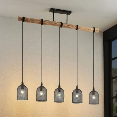 Image of Lindby Dolcin hanging lamp mesh lampshades 5 bulb