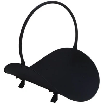 Image of JVL Black Mendip Iron Fireside Fire Companion Log Basket Holder with Handle