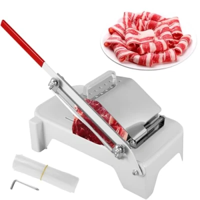 Image of Manual Frozen Meat Slicer, Adjustable Thickness Mutton Roll Food Stainless Steel Slicer Cutter Machine with 10 Bag for Home Cooking Use