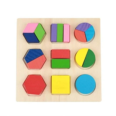 Image of Educational Wooden Toy, Children Geometric Shape Block Building Puzzle Cognitive Matching Early Learning Tool Set(#3)