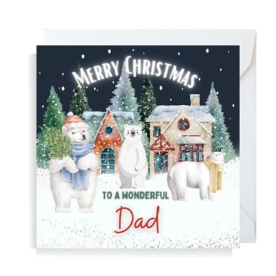 Image of Second Ave Dad Christmas Polar Bear Square Xmas Holiday Festive Greetings Card