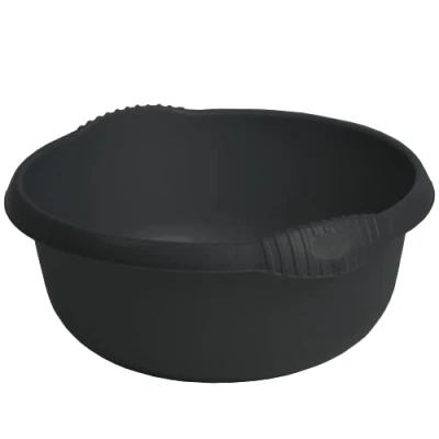 Image of 32cm Round, Square, 39cm Rectangular High Grade Upcycled Plastic Bowl Kitchen Sink,Basin Mixing, Washing Up Tidy Organizer Midnight Dark Greyish (Round)