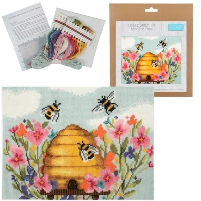 Image of Crafty Capers Modern Bee Counted Cross Stitch Boxed Kit