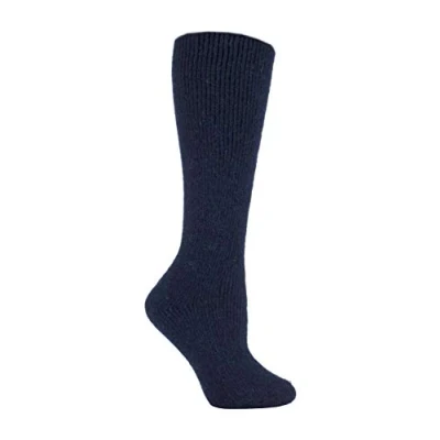 Image of HEAT HOLDERS Ladies Extra Long Thick Winter 2.7 TOG Coloured Knee High Thermal Wool Rich Socks (4 8 uk, Indigo (XL.Wool))
